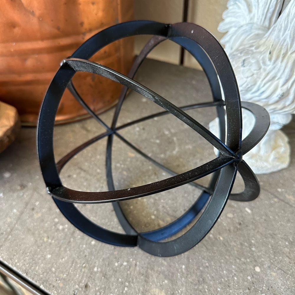 Decorative metal sphere ball approximately 8” x 8”